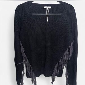 🖤🤠NWOT Gorgeous, boutique brand  Lucy Paris Black fringe sweater size Large